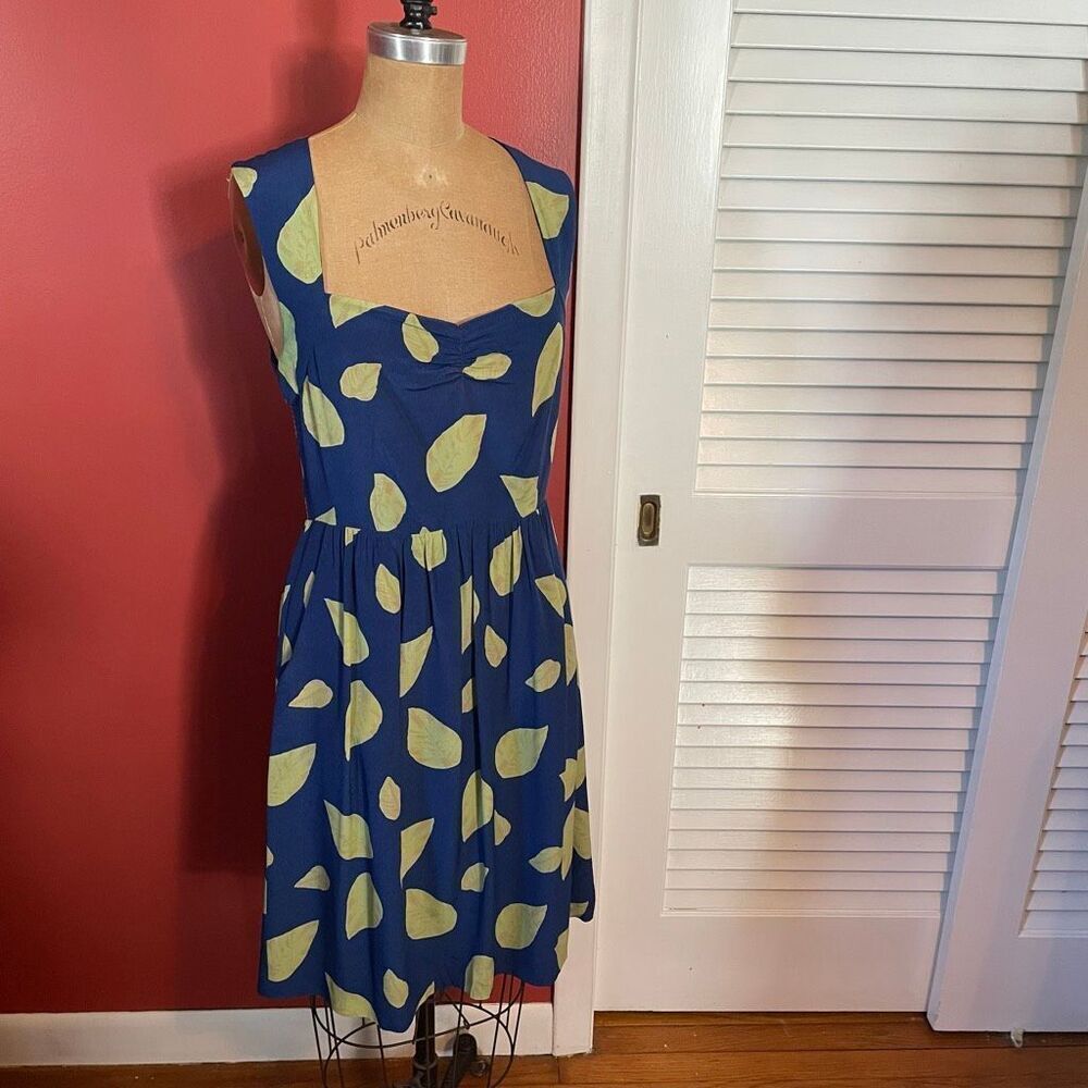 ANTHROPOLOGIE | MAPLE | blue green floral silk dress 6